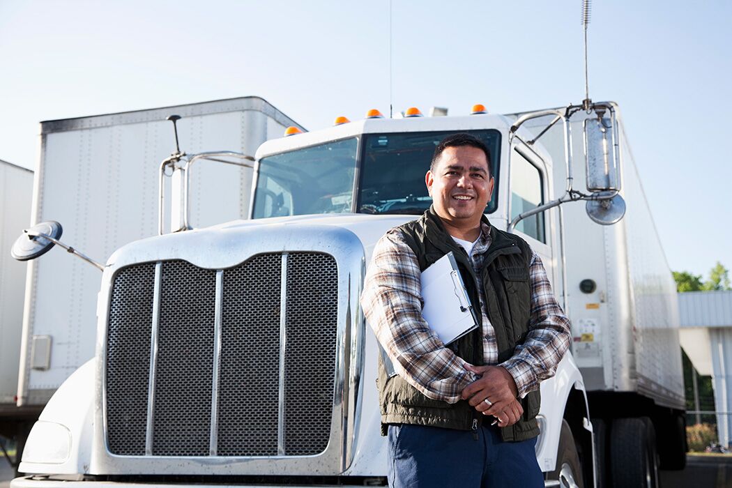 Truck driver with clipboard