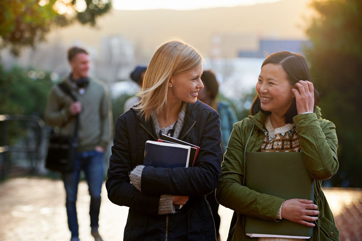 Two students walking