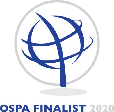 Finalist badge for 2020 U.S. OSPAs. Winner of Outstanding New Security Product (Proximity and Contact Tracing Report) and finalist for Outstanding Security Equipment Manufacturer and Outstanding Security Training Initiative.