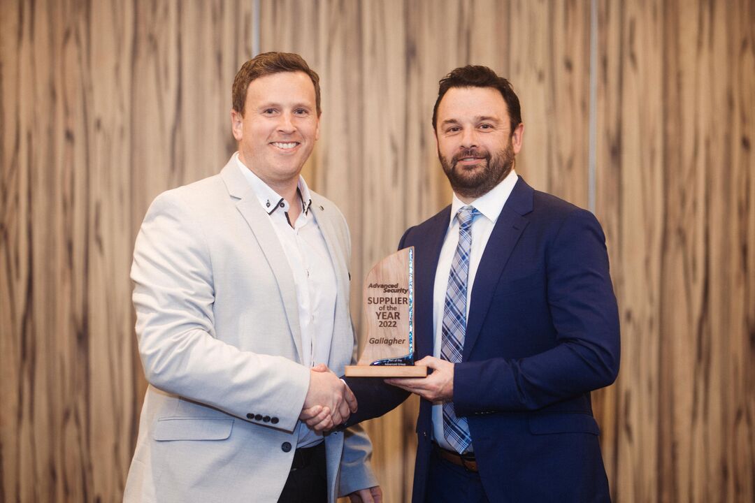 Brad Small and Hayden George - Advanced Security's Supplier of the Year award-General Purpose