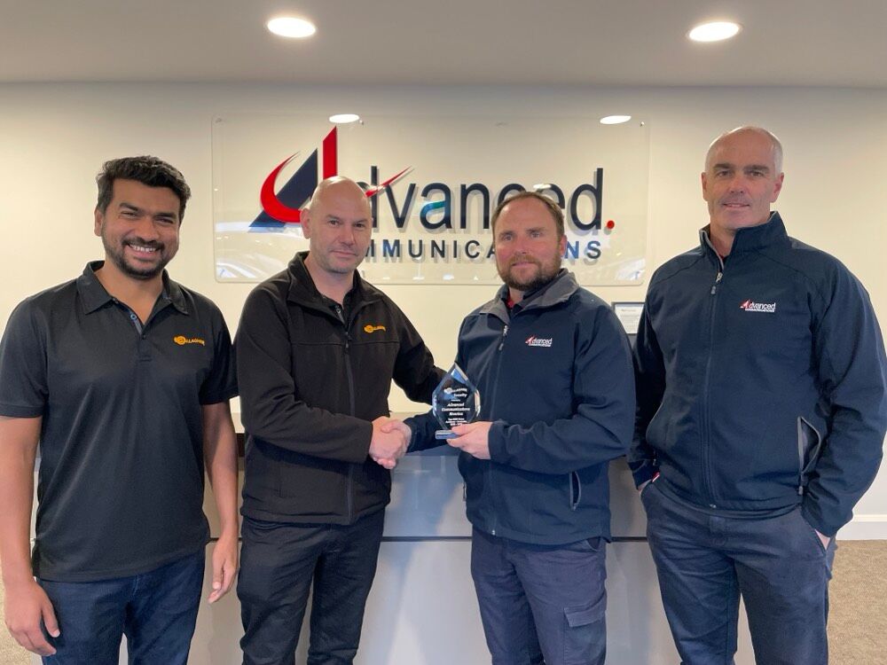 Gallagher Security Advanced Comms Riverina-General Purpose (From left to right) Sabrish Venugopal and Greg O'Neill from Gallagher, Adam Dunn and Joel Moller Directors of Advanced Communications Riverina