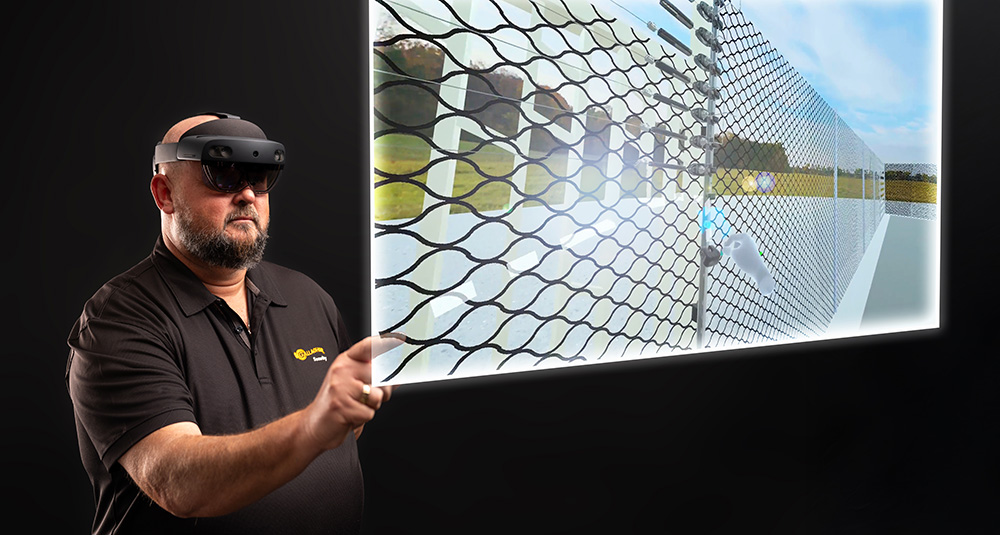 Person completing Gallagher's Augmented Reality perimeter training course