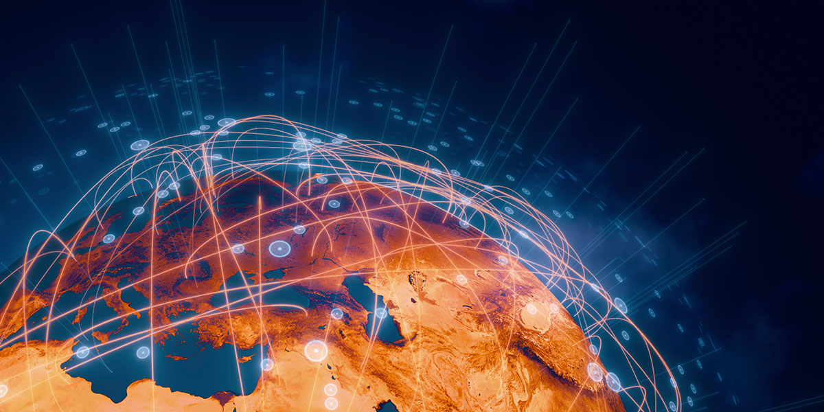 Earth with connected data lines
