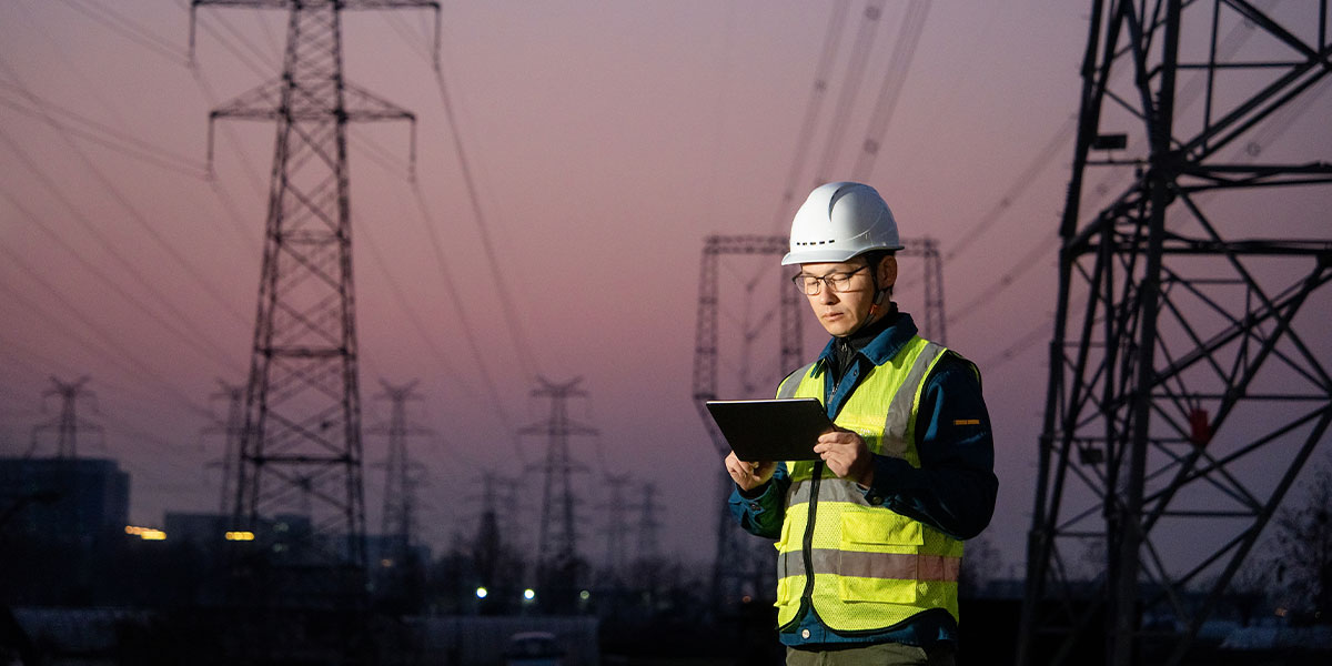 Engineer working at power station