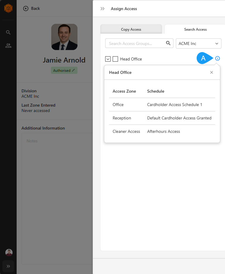 Command Centre Web Access Group Visibility in Search Access
