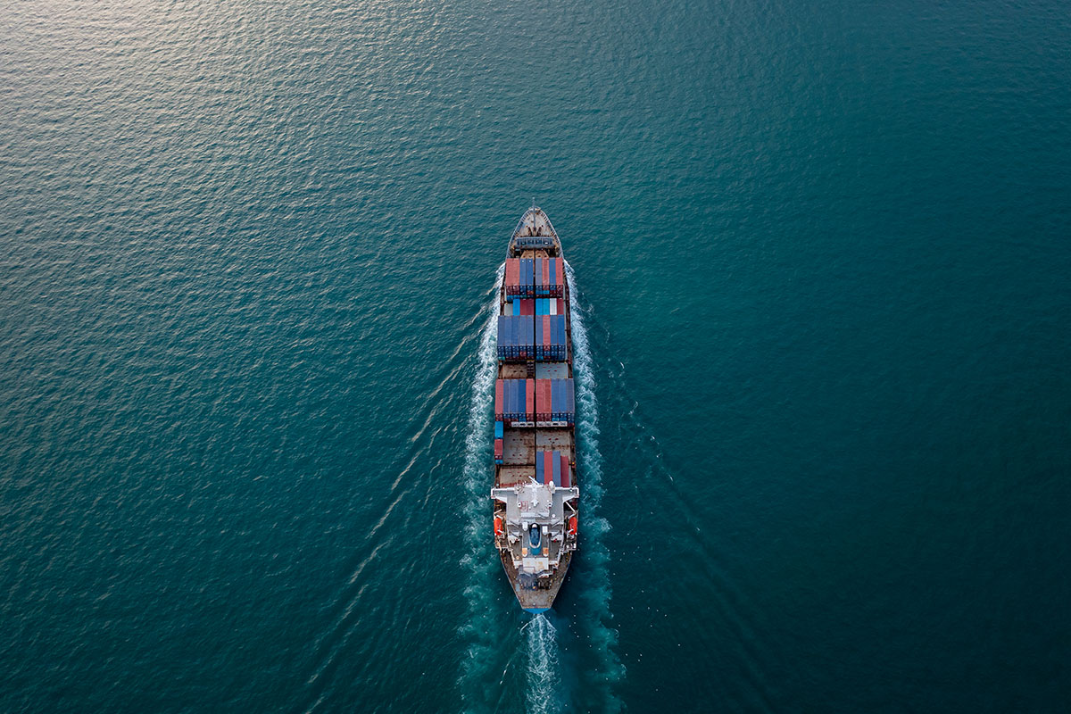Cargo ship at sea