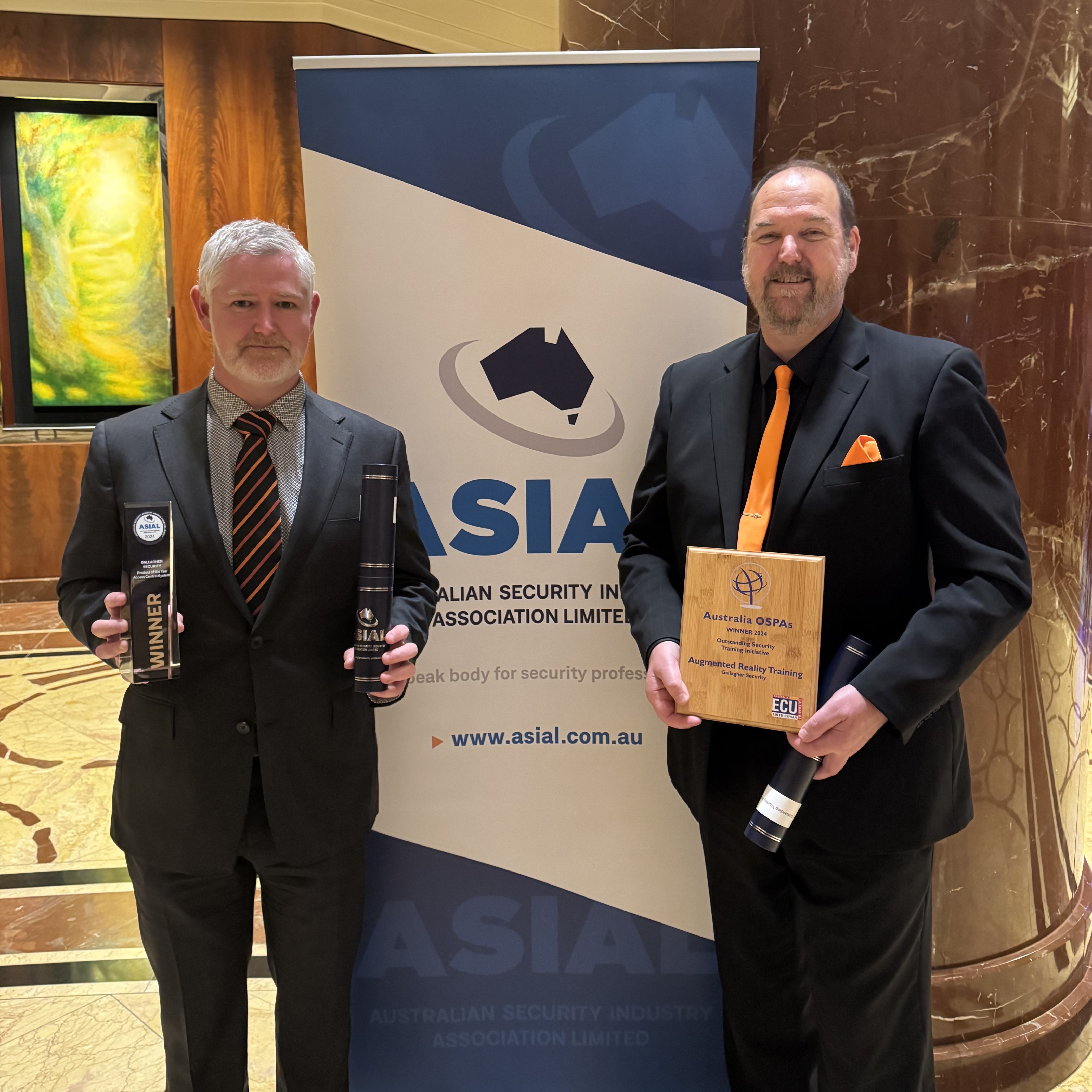 Ash Gardiner and Neil Jarvis at Australian Awards evening