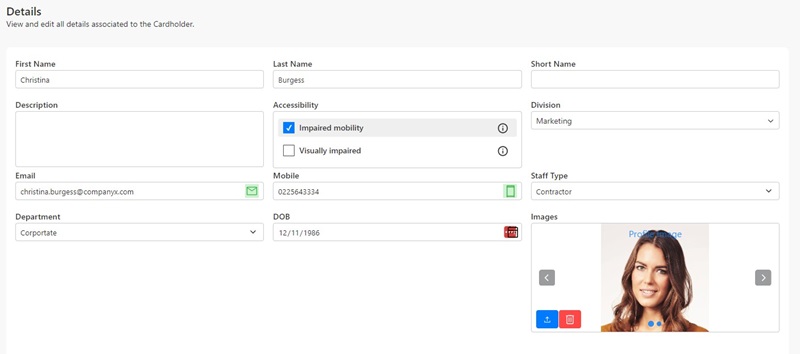 Gallagher Command Centre Existing cardholder screenshot
