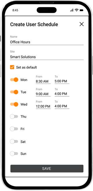 Gallagher SMB - User Schedules screenshot